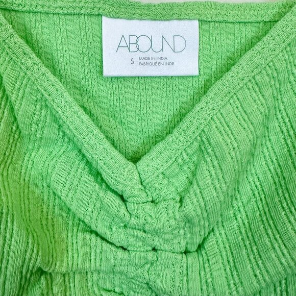 NWT Abound by Nordstrom Neon Lime Green Drawstring Cinched V-Neck Tank - Picture 4 of 6